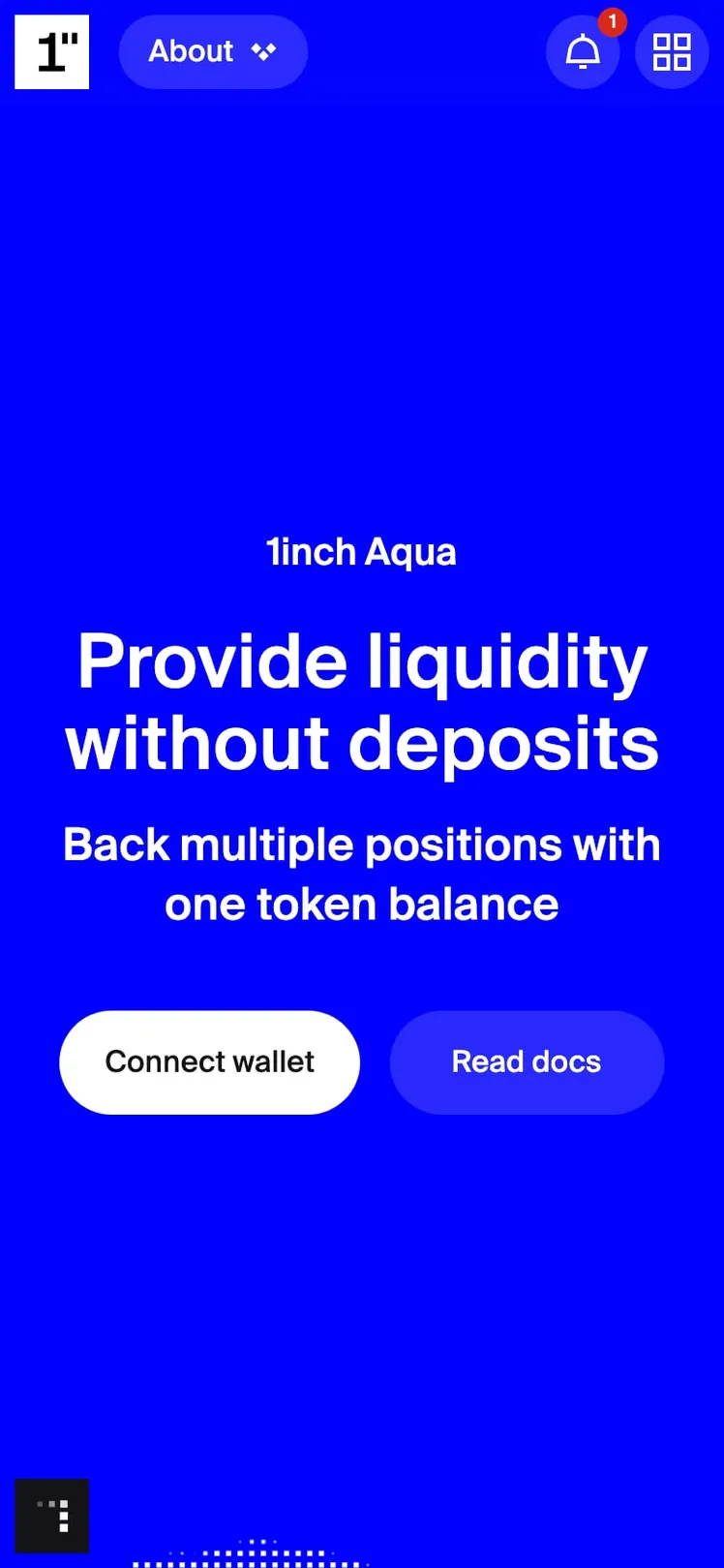 1inch Aqua page on a phone